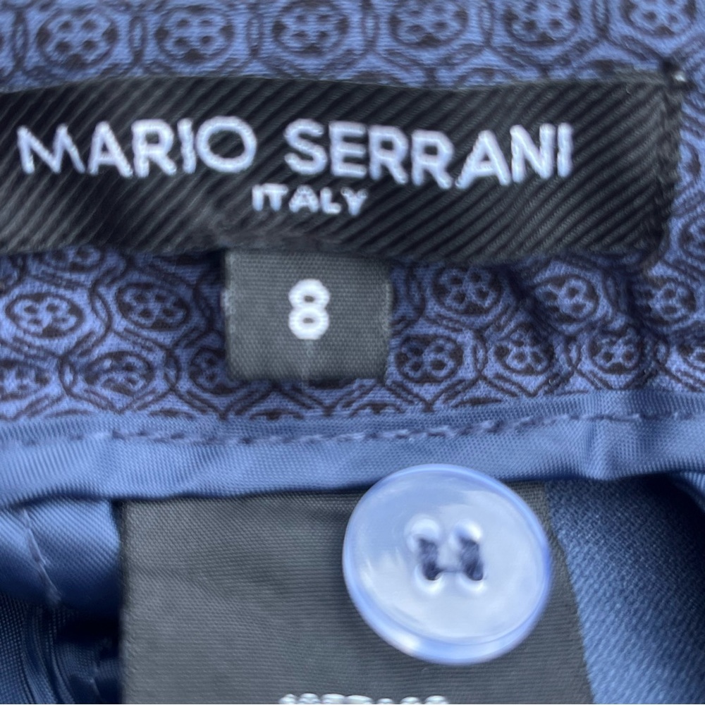 Mario Serrani Italy Pant Women 31x28.5 Blue Slim Tapered Fit FlatFront Geometric - Picture 2 of 10